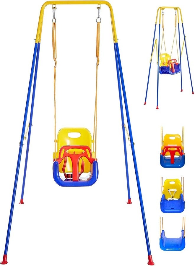 MAPPLE CREATION Toddler Swing Set with 4 Sandbags, Indoor/Outdoor Baby Swing with Foldable Metal Stand, Kids Swing Set for Backyard, Clear Instructions, Easy to Assemble & Store || Pack of 1 - Image 1